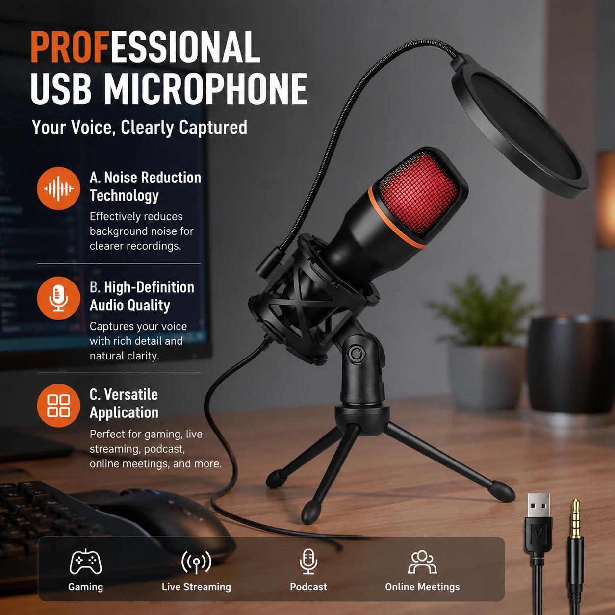 Kit Mikrofon Kondensor Kardioi - Recording Pop Filter ulasan dan harga
